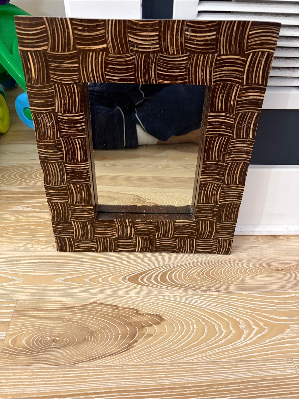 Handcrafted Brown Textured Wall Mirror - Decorative Home Wall Decor